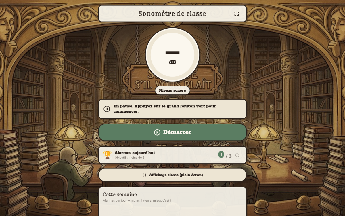 Le Sonomètre de classe : jauge de décibels, objectif du jour